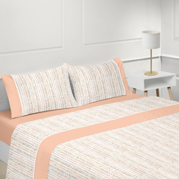 134170992094780427-MENORCA_BEGE_SALMÃO_3D Jogo de Cama Cotton – Menorca