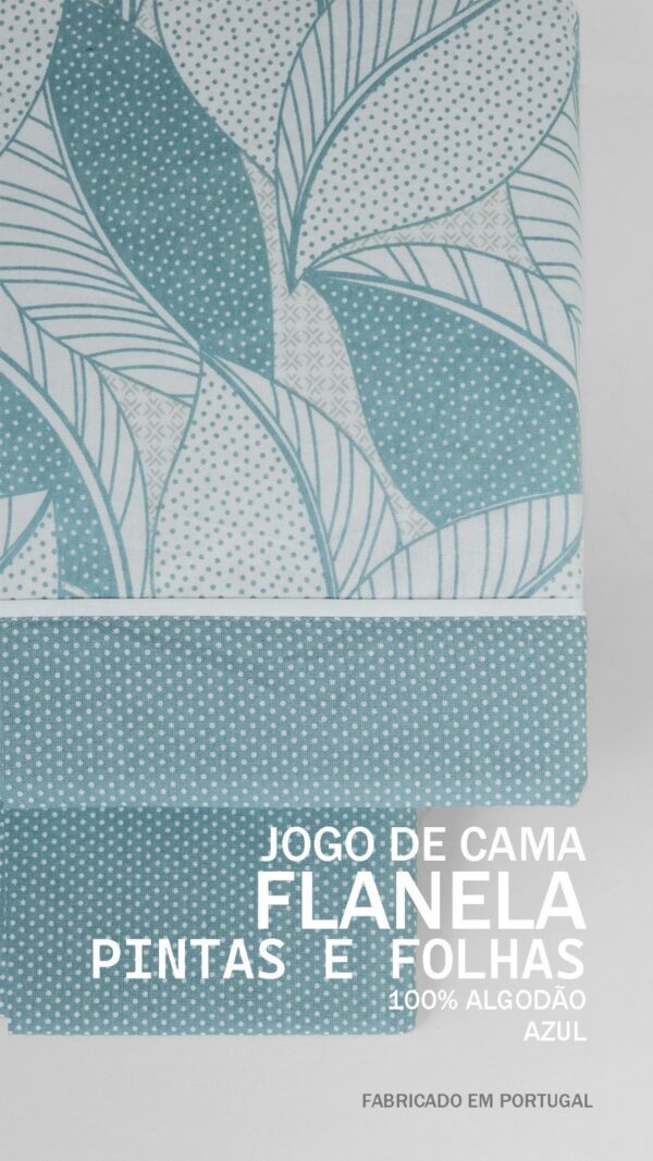 134341078142582534-Azul (2) Jogo de Cama Flanela - Pintas & Folhas